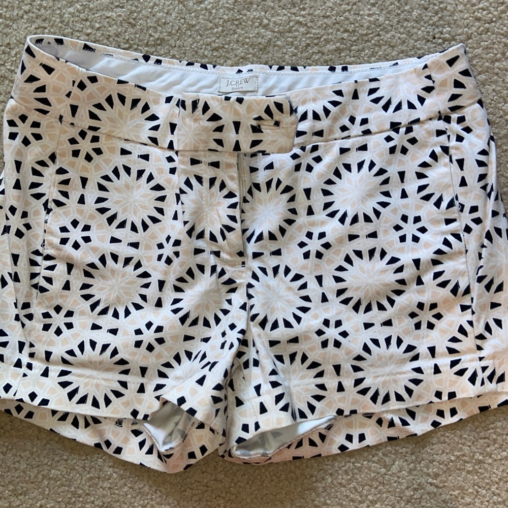 J.Crew cream and black chino patterned shorts